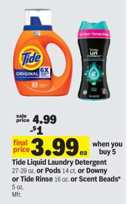 Tide Liquid Laundry Detergent or Pods or Downy or Tide Rinse or Scent Beads
