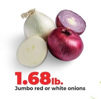 Jumbo red or white onions