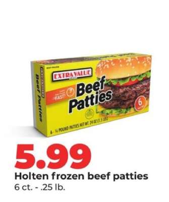 Holten frozen beef patties