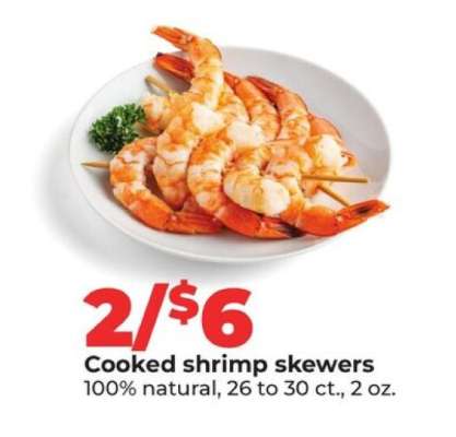 Cooked shrimp skewers