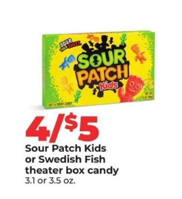Sour Patch Kids or Swedish Fish Theater Box Candy