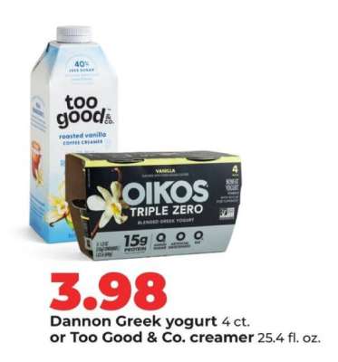 Dannon Greek yogurt or Too Good & Co. creamer