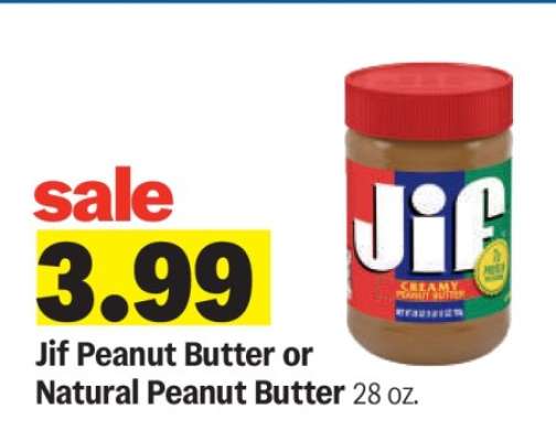 Jif Peanut Butter or Natural Peanut Butter