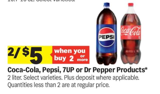 Coca-Cola, Pepsi, 7UP or Dr Pepper Products*