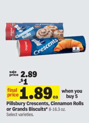 Pillsbury Crescents, Cinnamon Rolls or Grands Biscuits
