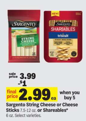 Sargento String Cheese or Cheese Sticks or Shareables