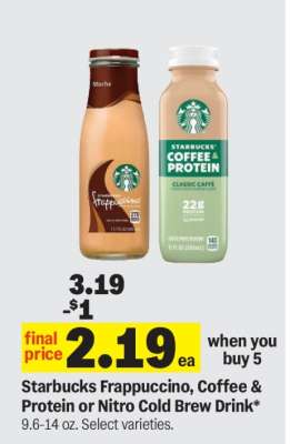 Starbucks Frappuccino, Coffee & Protein or Nitro Cold Brew Drink