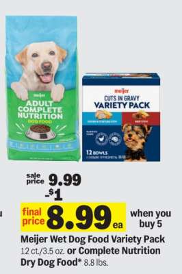 Meijer Wet Dog Food Variety Pack or Complete Nutrition Dry Dog Food