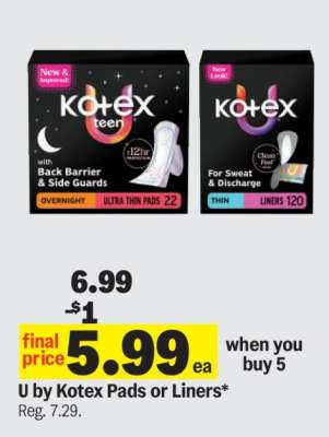 U by Kotex Pads or Liners