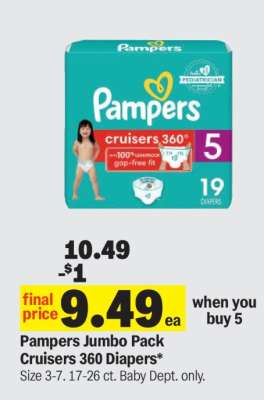 Pampers Jumbo Pack Cruisers 360 Diapers*