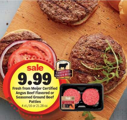Fresh from Meijer Certified Angus Beef Flavored or Seasoned Ground Beef Patties