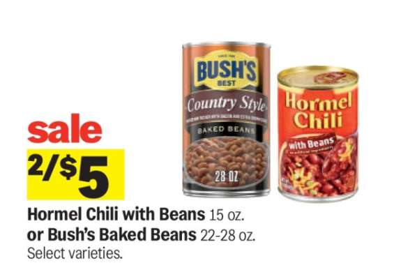 Hormel Chili with Beans or Bush’s Baked Beans