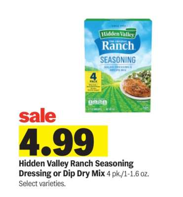 Hidden Valley Ranch Seasoning Dressing or Dip Dry Mix