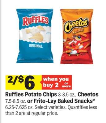 Ruffles Potato Chips, Cheetos, or Frito-Lay Baked Snacks