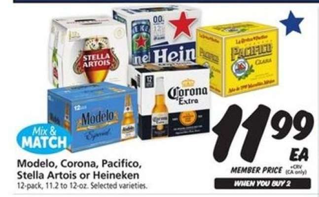 Modelo, Corona, Pacifico, Stella Artois or Heineken