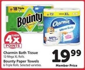 Charmin Bath Tissue, Bounty Paper Towels