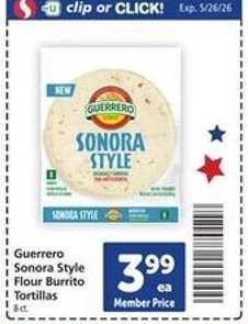 Guerrero Sonora Style Flour Burrito Tortillas