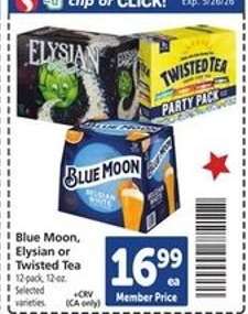 Blue Moon, Elysian or Twisted Tea