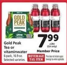 Gold Peak tea or Vitaminwater