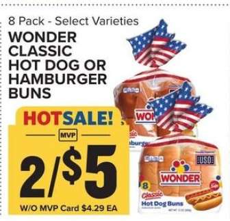 Wonder Classic Hot Dog or Hamburger Buns