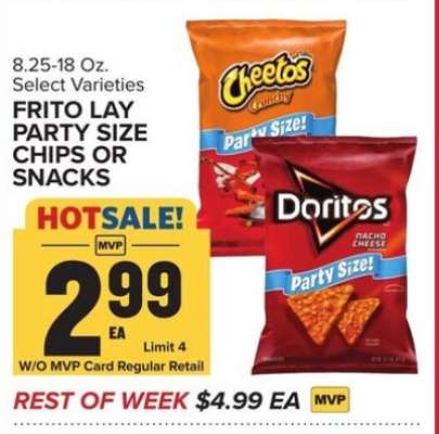 Frito Lay Party Size Chips or Snacks
