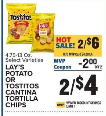 Lay’s Potato or Tostitos Cantina Tortilla Chips