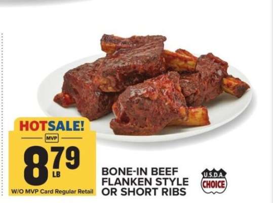 Bone-In Beef Flanken Style or Short Ribs