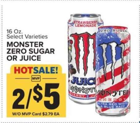 MONSTER ZERO SUGAR OR JUICE