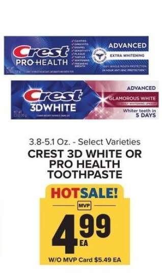 Crest 3D White or Pro Health Toothpaste