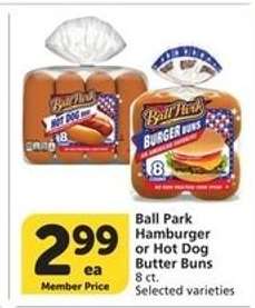 Ball Park Hamburger or Hot Dog Butter Buns