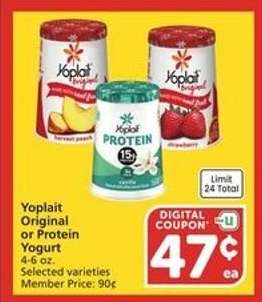 Yoplait Original or Protein Yogurt