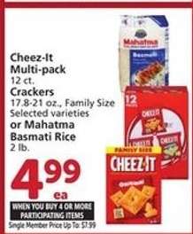 Cheez-It Multi-pack or Mahatma Basmati Rice