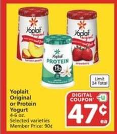 Yoplait Original or Protein Yogurt