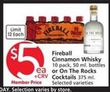 Fireball Cinnamon Whisky or On The Rocks Cocktails