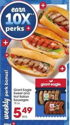 Giant Eagle Sweet and Hot Italian Sausages