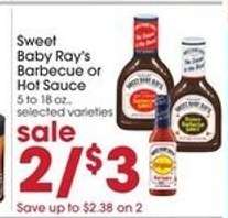 Sweet Baby Ray’s barbecue or hot sauce