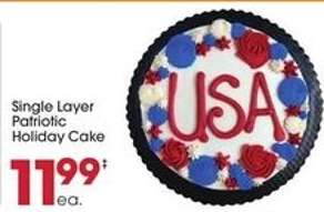 Single Layer Patriotic Holiday Cake