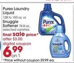 Purex Laundry Liquid or Snuggle Softener