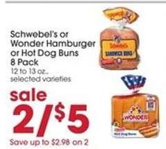 Schwebel's or Wonder Hamburger or Hot Dog Buns