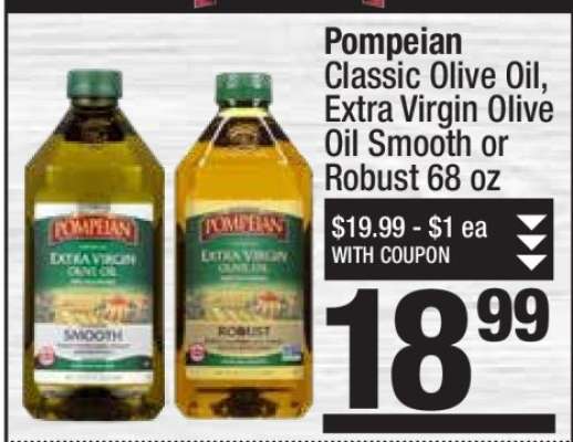 Pompeian Classic Olive Oil, Extra Virgin Olive Oil Smooth or Robust 68 oz