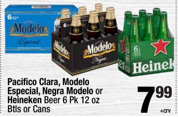 Pacifico Clara, Modelo Especial, Negra Modelo or Heineken Beer