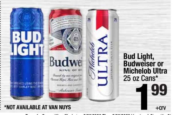 Bud Light, Budweiser or Michelob Ultra