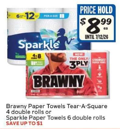 Brawny Paper Towels or Sparkle Paper Towels
