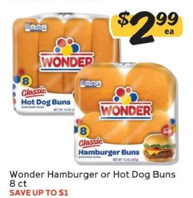 Wonder Hamburger or Hot Dog Buns