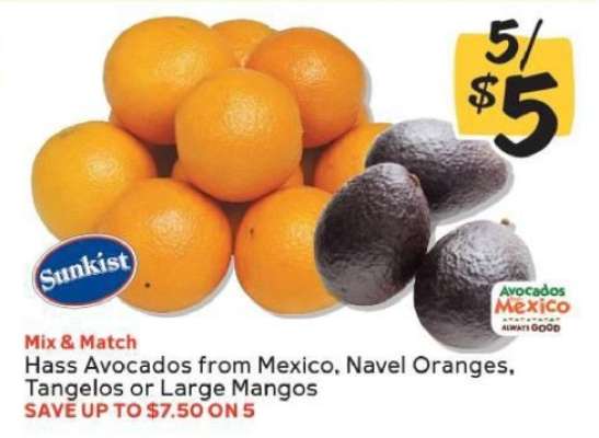 Hass Avocados from Mexico, Navel Oranges, Tangelos or Large Mangos