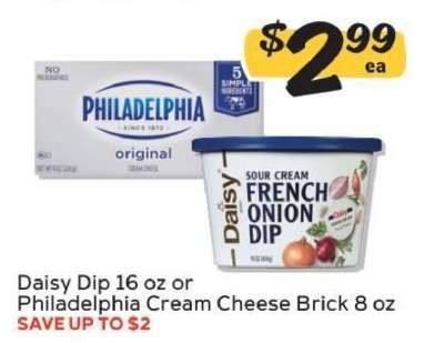 Daisy Dip 16 oz or Philadelphia Cream Cheese Brick 8 oz
