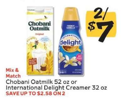 Chobani Oatmilk or International Delight Creamer