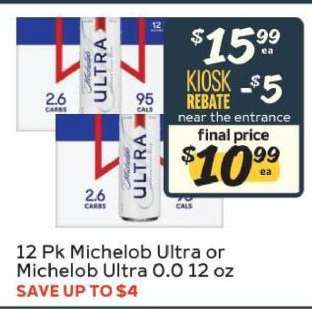 Michelob Ultra or Michelob Ultra 0.0 12 oz