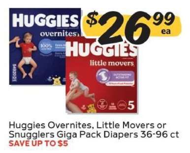 Huggies Overnites, Little Movers or Snugglers Giga Pack Diapers