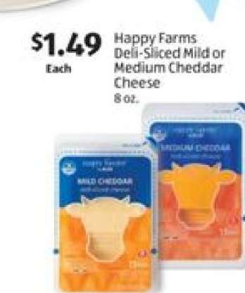 Happy Farms Deli-Sliced Mild or Medium Cheddar Cheese